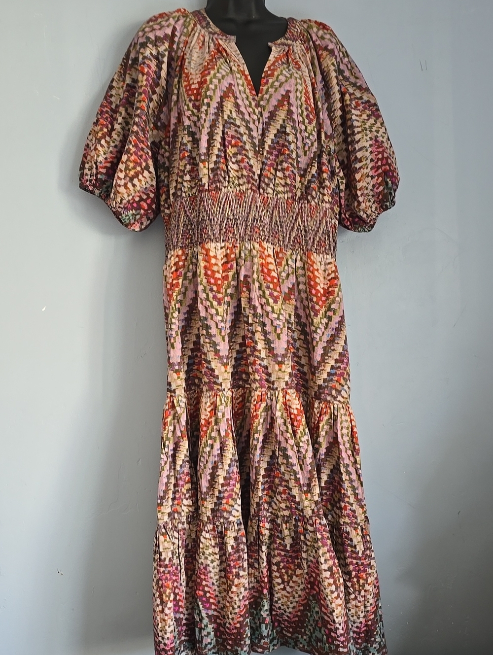 Anthropologie Conditions Apply Zig Zag Tiered Cotton Midi Dress 18W